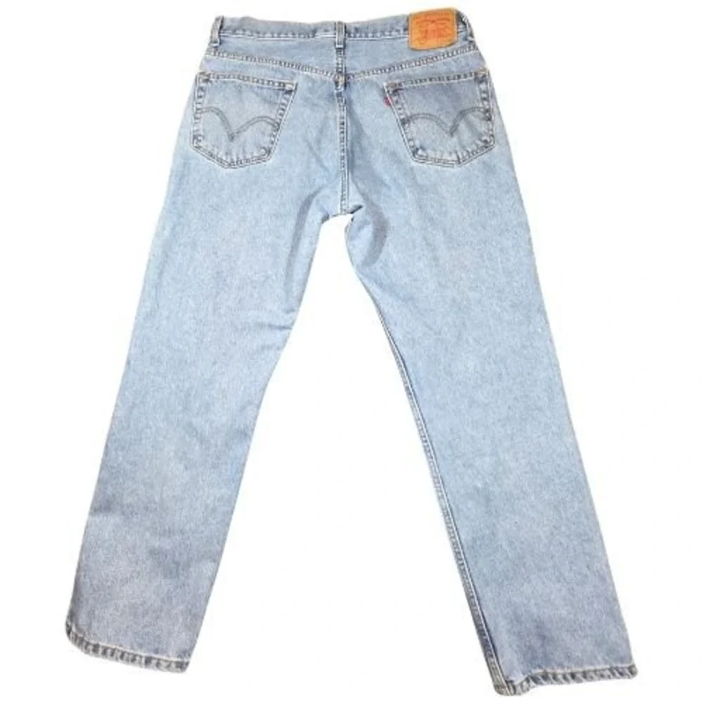 Levis 505 36x30‎ Regular Fit Straight Leg Light Wash Blue Denim Mens Jeans Y2K